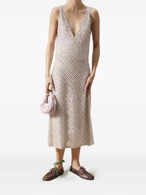 Miu Miu embroidered chiffon dress - Neutrals - zdjęcie produktu nr 2