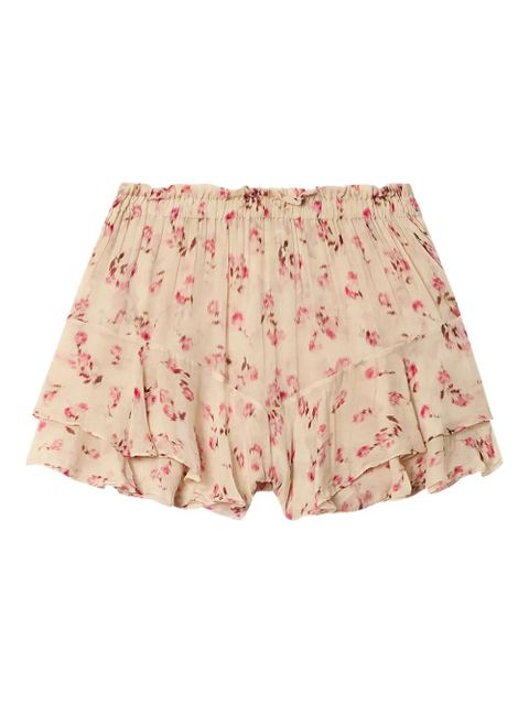 MARANT ÉTOILE Sornel ruffled floral-print shorts - Neutrals - zdjęcie produktu nr 1