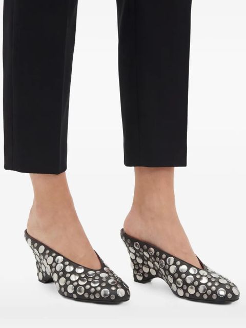 KHAITE 70mm Cloak metallic-studded heeled mules - Black