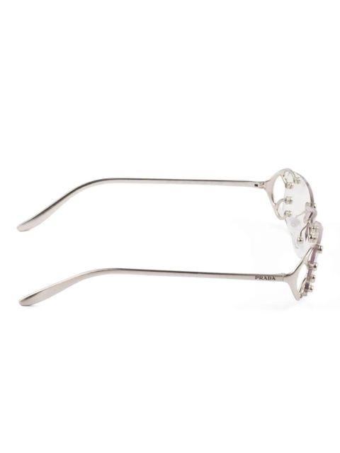 Prada Eyewear Runway embellished rectangle sunglasses - Grey - zdjęcie produktu nr 2