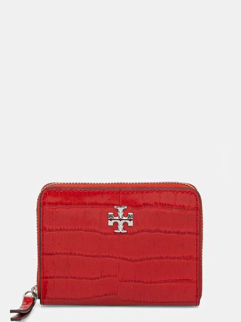 Tory Burch portfel skórzany Kira Croc Small Zip damski kolor czerwony 174401.600 - zdjęcie produktu nr 1