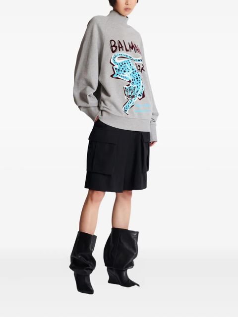 Balmain cheetah-print turtleneck sweatshirt - Grey - zdjęcie produktu nr 2