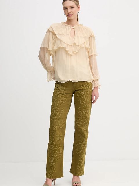 Hoss Intropia bluzka damska kolor beżowy gładka 6282680