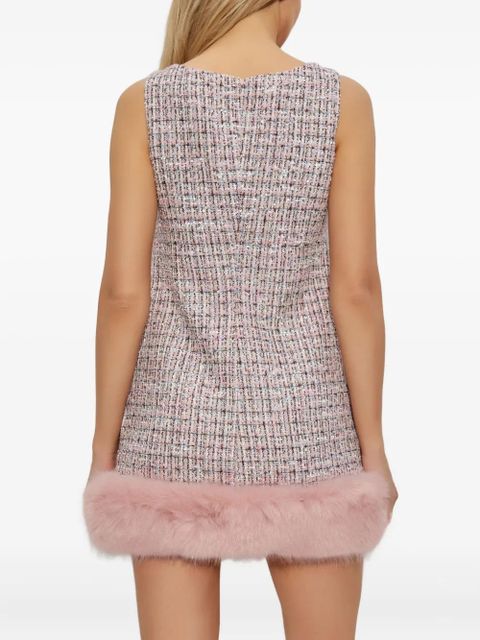Self-Portrait embellished fur-trimmed dress - Pink