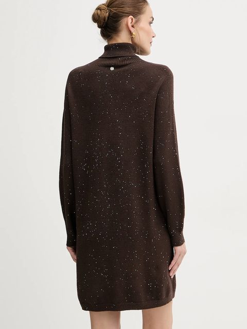 Liu Jo sukienka kolor brązowy mini oversize MF5484 MA27R