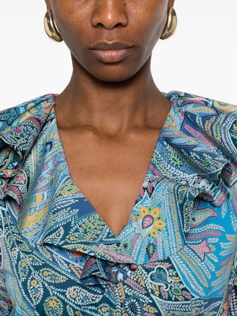 ETRO ruffled floral shirt - Blue