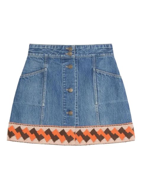 Valentino Garavani jacquard-trim mini skirt - Blue