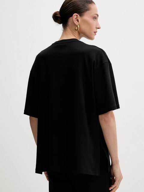 La Mania t-shirt bawełniany damski kolor czarny TEEZY - zdjęcie produktu nr 2