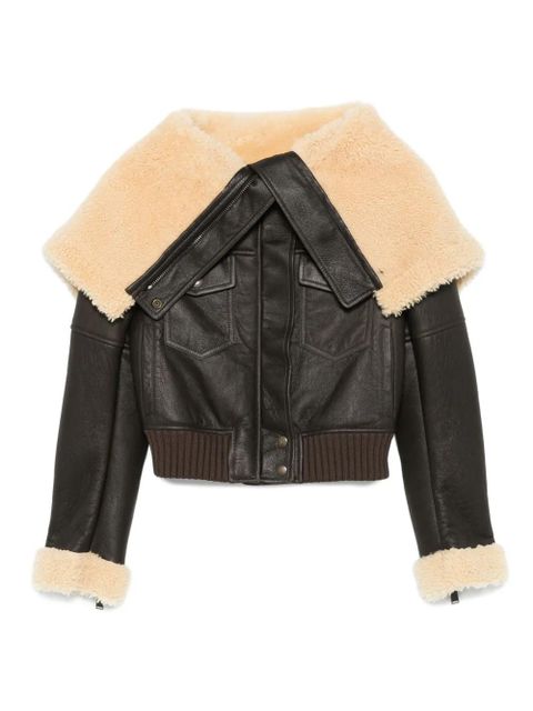Alexander McQueen shearling-collar leather jacket - Brown - zdjęcie produktu nr 1