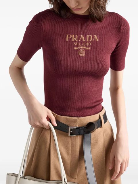 Prada silk crew-neck top - Red