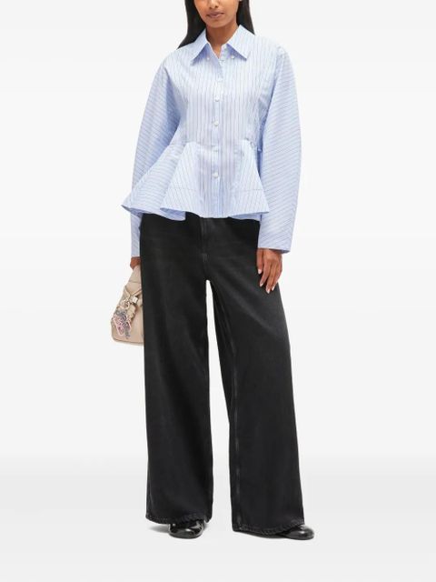 GANNI stripe peplum cotton shirt - Blue - zdjęcie produktu nr 2