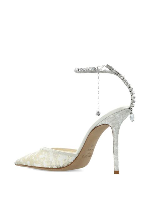 Jimmy Choo Saeda crystal-embellished pumps - White