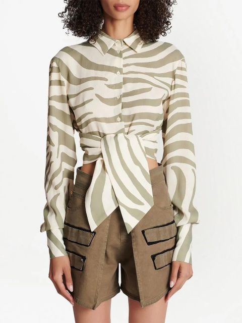 Balmain animal-print tie-waist shirt - Neutrals
