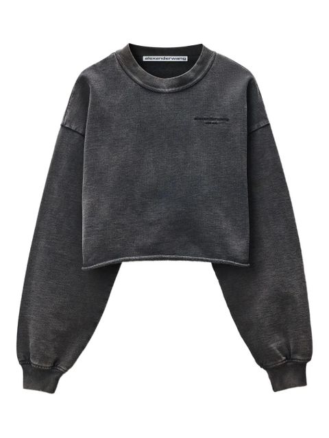 Alexander Wang embroidered-logo cropped sweatshirt - Grey - zdjęcie produktu nr 1