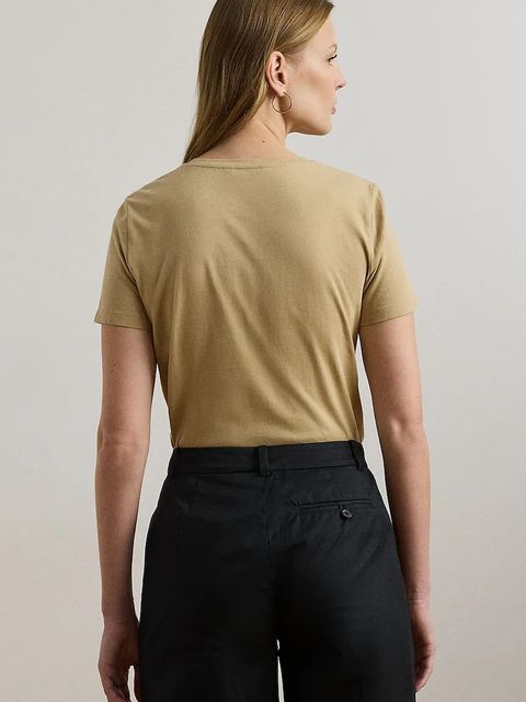 Lauren Ralph Lauren t-shirt bawełniany damski kolor beżowy 200971125 - zdjęcie produktu nr 2