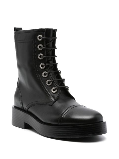 Casadei leather combat boots - Black