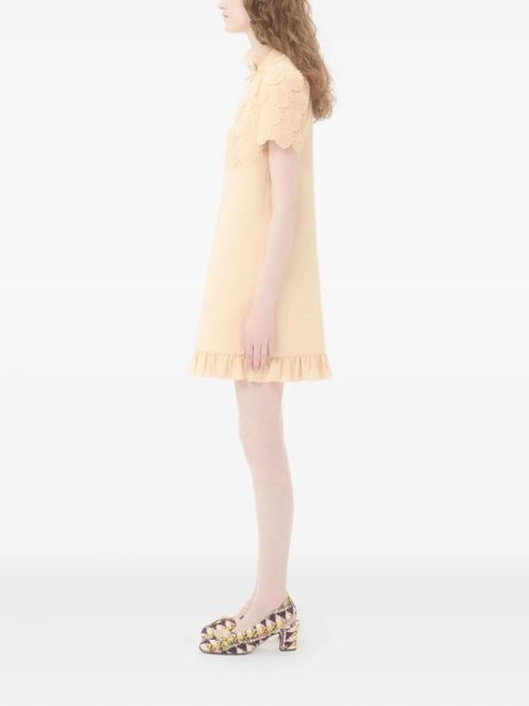 Valentino Garavani lace-embellished ruffled mini dress - Neutrals