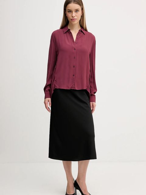 Sisley koszula damska kolor bordowy regular z kołnierzykiem klasycznym 5IDTLQ09G - zdjęcie produktu nr 2