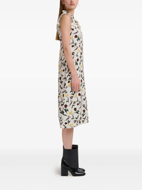 Marni floral-print ruffled midi dress - White - zdjęcie produktu nr 2