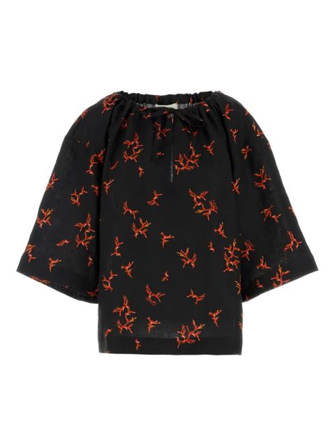 FENDI printed linen blouse - Black - zdjęcie produktu nr 1