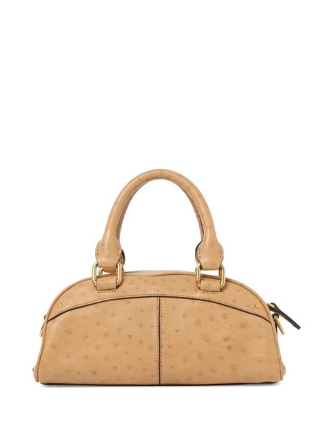 Chloé small Chloé ostrich-effect charm-embellishment tote bag - Neutrals