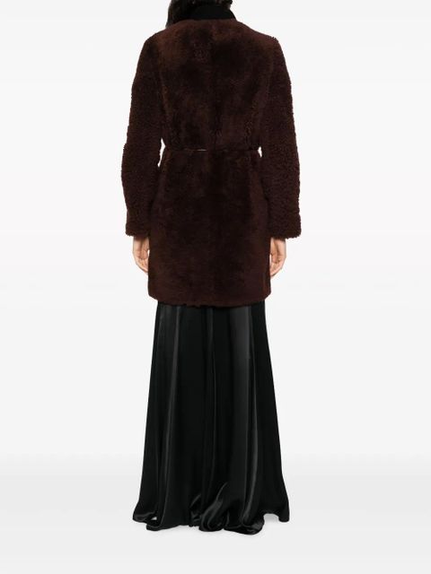 Yves Salomon belted shearling coat - Red