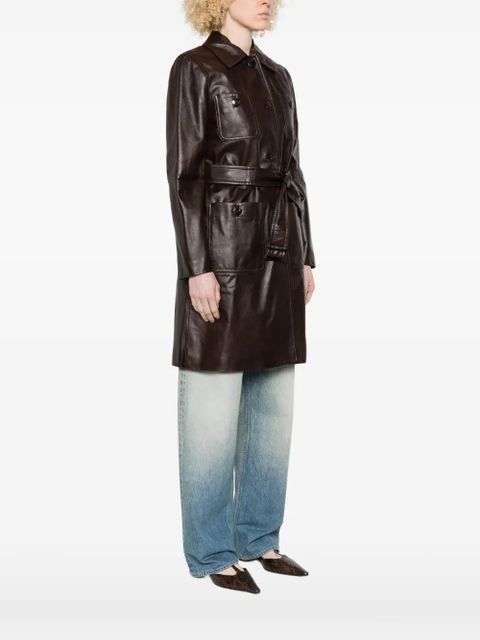 Max Mara Mstamaca buttoned belted coat - Brown