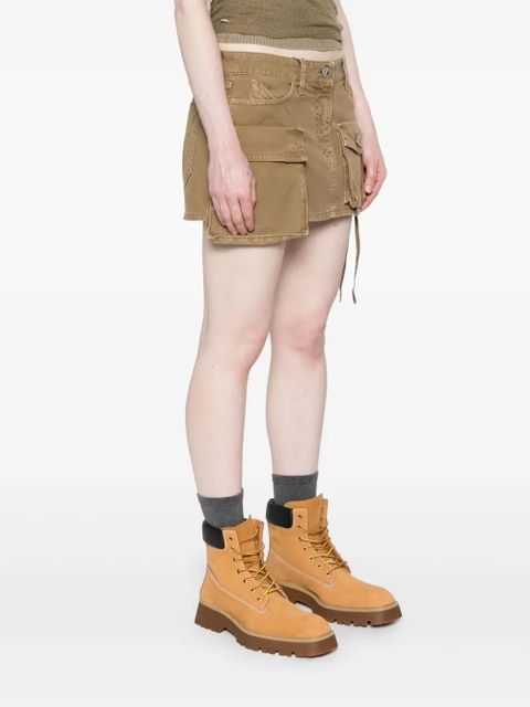 The Attico Fay denim cargo miniskirt - Neutrals