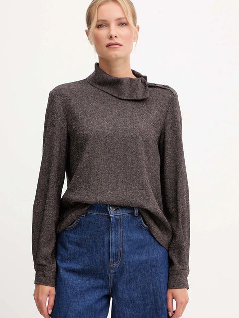 Patrizia Pepe bluzka damska kolor brązowy gładka 2C1657 A646 - zdjęcie produktu nr 1