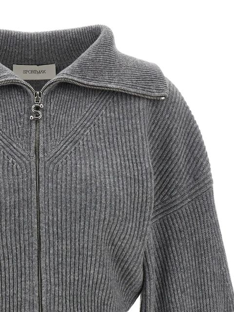 Sportmax ribbed wool-cashmere blend zip-front cardigan - Grey