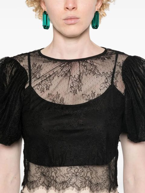 ROTATE BIRGER CHRISTENSEN puff-sleeves lace blouse - Black