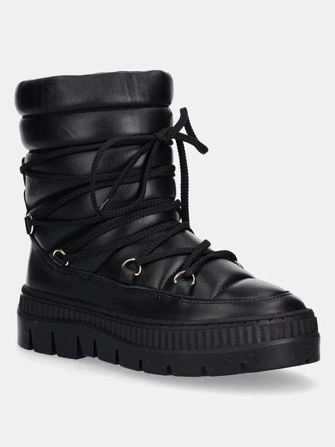 Pollini śniegowce skórzane kolor czarny SA24225G0NTE100A - zdjęcie produktu nr 1