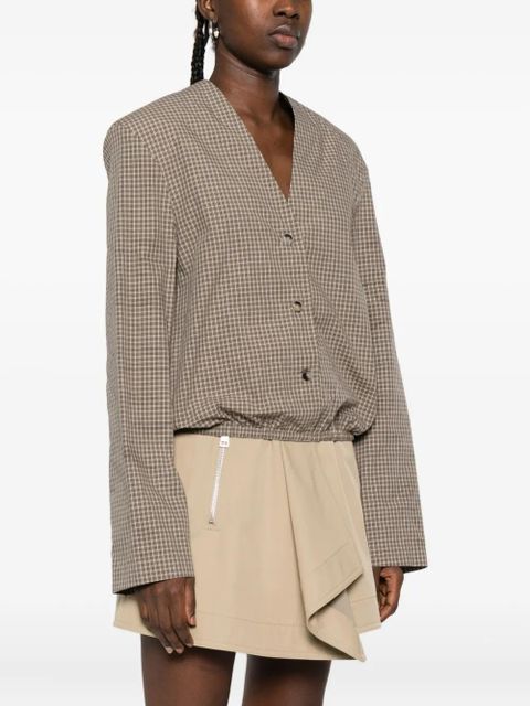 Nanushka checked v-neck shirt - Brown - zdjęcie produktu nr 2