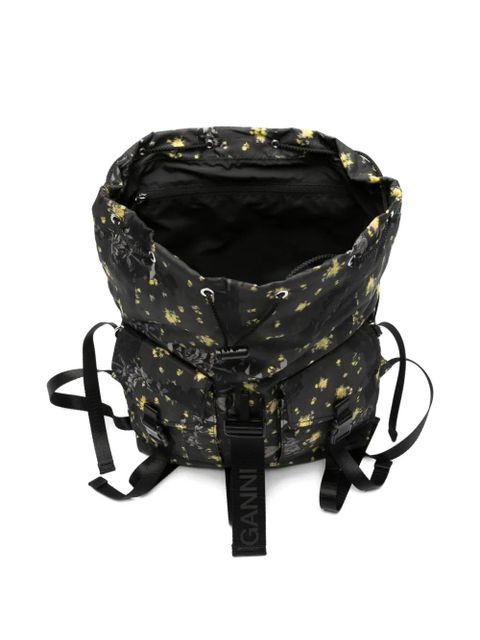 GANNI floral-print backpack - Black