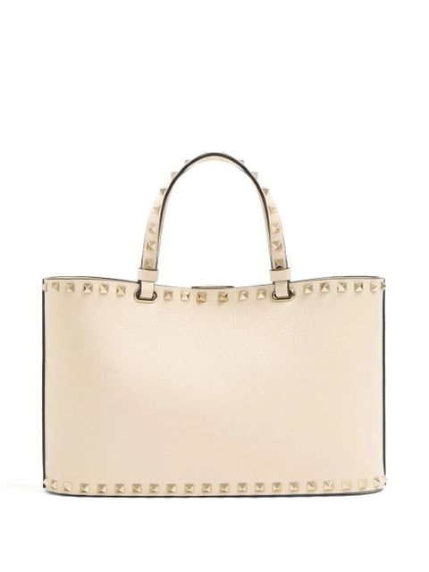 Valentino Garavani Valentino Garavani Rockstud Small Shopping Bag In Grainy Calfskin - Neutrals - zdjęcie produktu nr 2