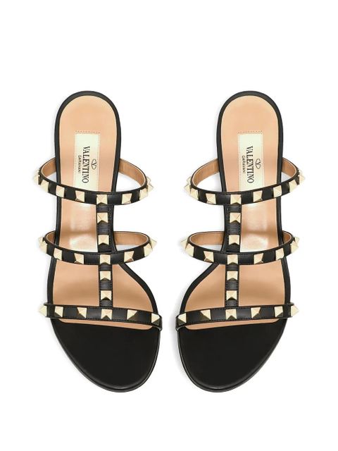 Valentino Garavani Rockstud calfskin leather slide sandal 60 mm - Black