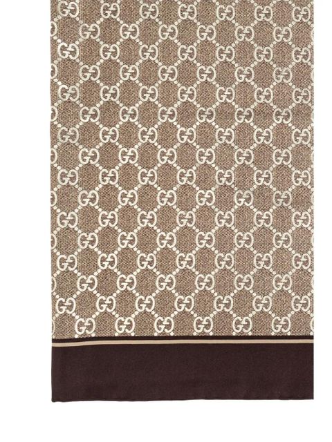 Gucci GG silk scarf - Brown