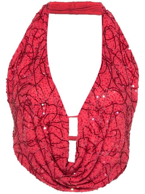 Cult Gaia Ballina bead-embellished top - Pink - zdjęcie produktu nr 1