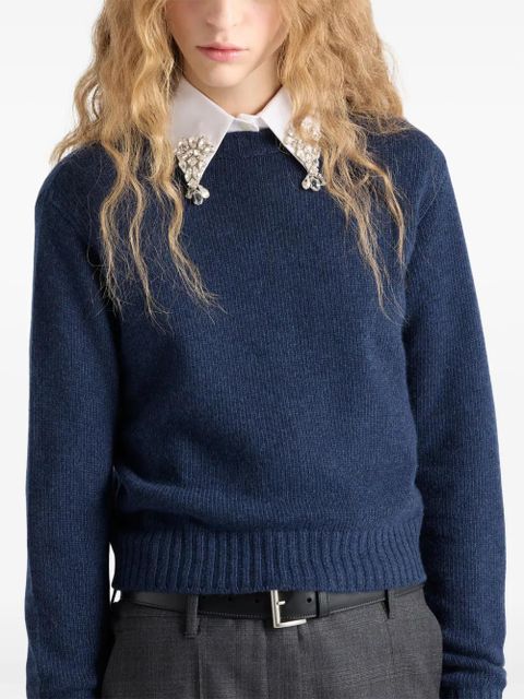 Prada ribbed Re-Cashmere sweater - Blue