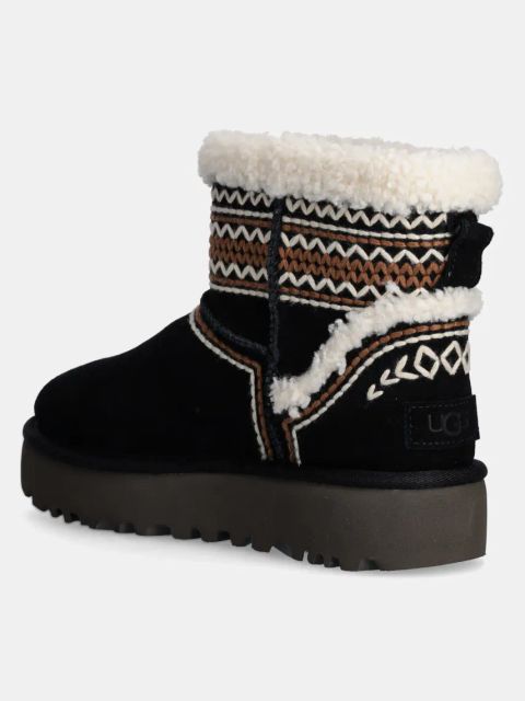 UGG śniegowce zamszowe Classic Mini Atherson kolor czarny 1158281-BLK