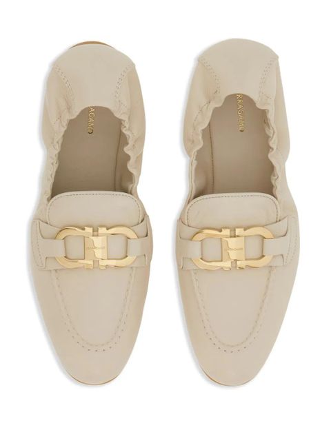 Ferragamo elasticated leather loafers - White