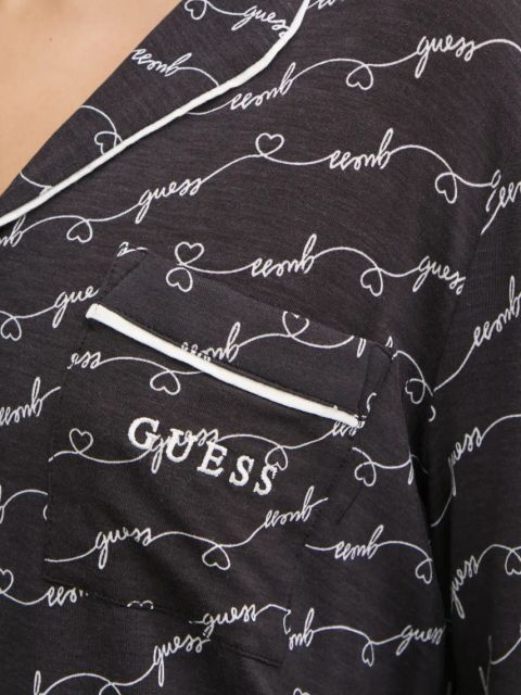 Guess piżama SASHA damska kolor czarny bawełniana O5RX08 KCIN2