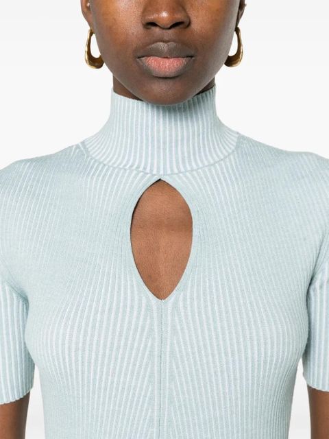 FENDI cut-out detail knitted top - Blue