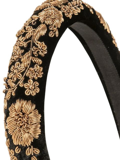 Jennifer Behr floral-embellished headband - Black - zdjęcie produktu nr 2