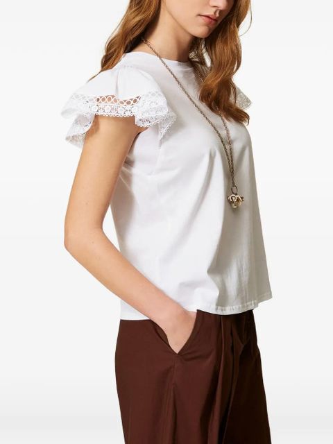 TWINSET lace short-sleeves T-shirt - White