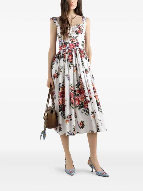 Dolce & Gabbana floral bouquet-print midi dress - White - zdjęcie produktu nr 2