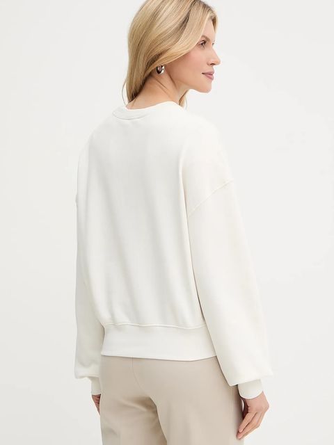 Calvin Klein bluza bawełniana damska kolor beżowy z aplikacją LV044C209G