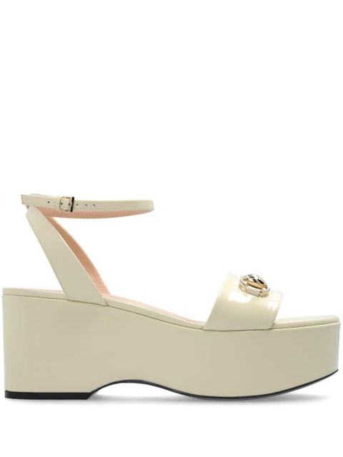 Gucci 75mm horsebit platform sandals - White