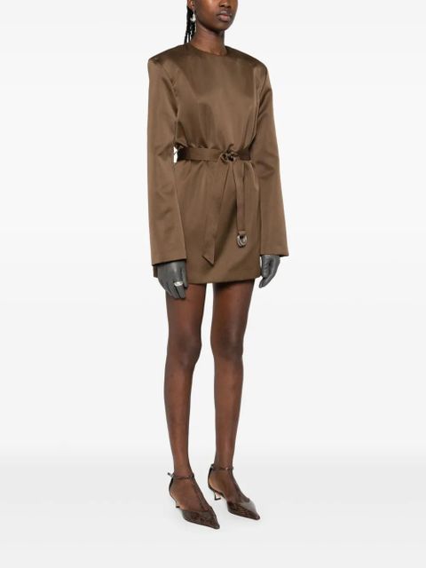 Nanushka belted crew-neck mini dress - Brown