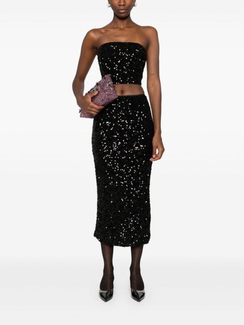 ROTATE BIRGER CHRISTENSEN sequined midi skirt - Black